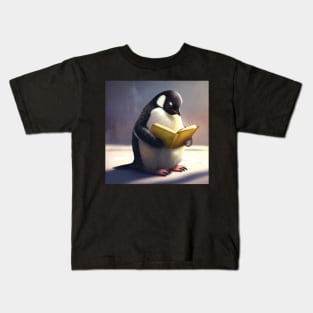 Penguin Peacefully Reading a Book Kids T-Shirt